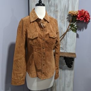 Vintage western style suede snap front shirt